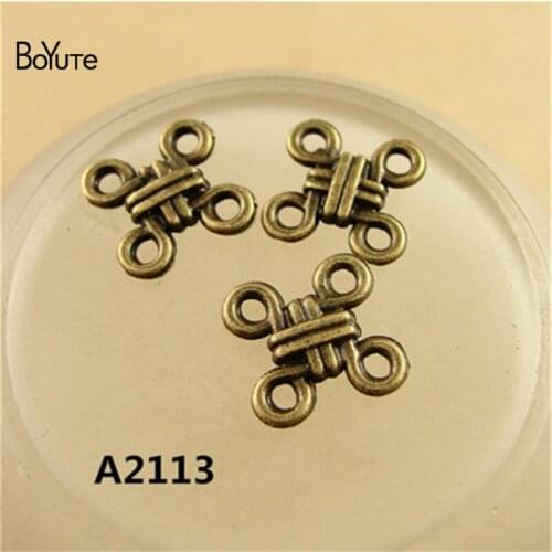 BoYuTe (100 Pieces/lot) 10*10MM Three Colors Zinc Alloy Chinese Knot Charms Antique Bronze Plated Pendant for Jewelry Findings