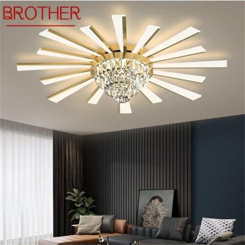 BROTHER Ceiling Light Contemporary Luxury Brass Crystal Lamp LED Fixtures 3 Colors For Home