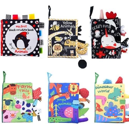 Baby Books Development Baby Toys 0 12 Months Black And White Soft Cloth Book For Baby Educational Sensory Toys Baby First Book