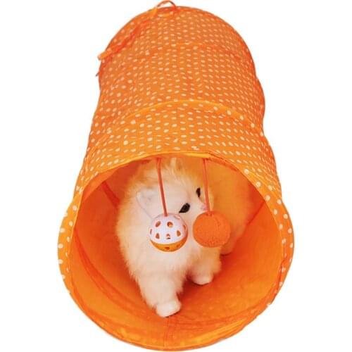 Pet Tunnel Collapsible Entainment Funny Playing Tunnel Toy Pet Tube Toy Cat Tunnel with Hanging Bell for Kittens
