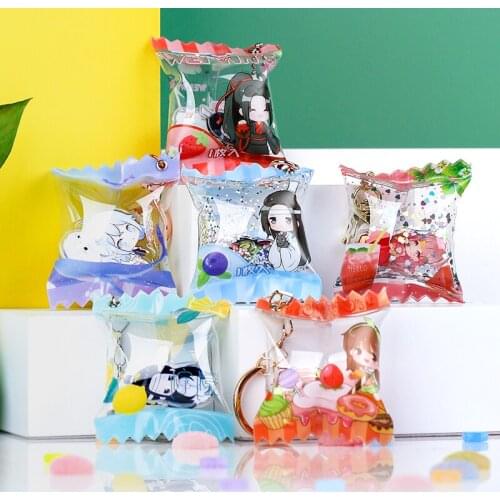 Vograce key ring women charm candy shake custom transparante hot sale anime accessories couple gift 2020
