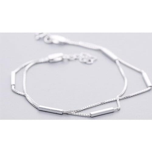925 Sterling Silver Double Box Chain Charm Bracelet For Women Bracelets & Bangles For Girls Wedding Pulseira Feminina