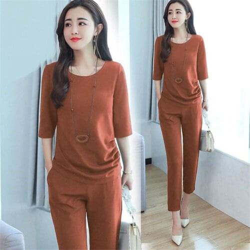 Hot 2019 New Ladies Womens Suit Summer Tops and pants Tracksuit Casual Loose Solid Sets 4XL