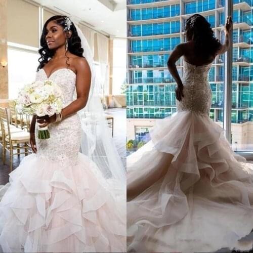 Mermaid Plus Size Wedding Dresses 2023 vestito da sposa principessa Sweetheart Lace Wedding Gowns Open Back Bridal