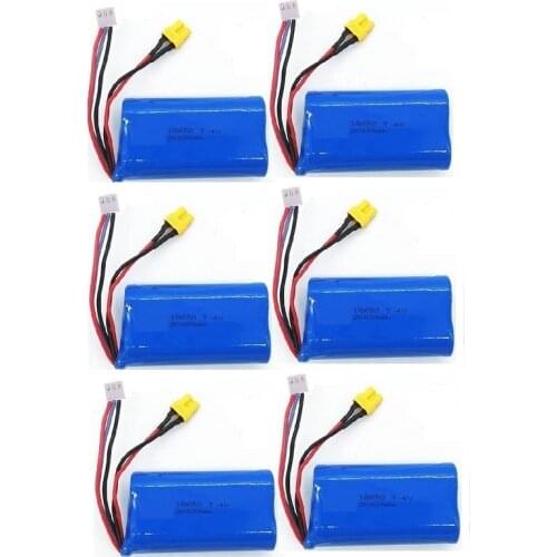 1-6pcs HUINA 550 580 582 583 1580 1583 PARTS Accessories 7.4V 2000mAh Li-ion Battery XT30 plug 1580-005