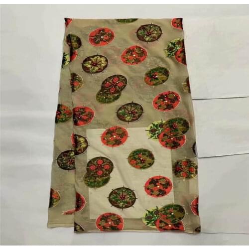 2020 High Quality African 100% Silk Chiffon Fabric Embroidered Floral Pattern For Lady Dress Silk Fabric. L11101