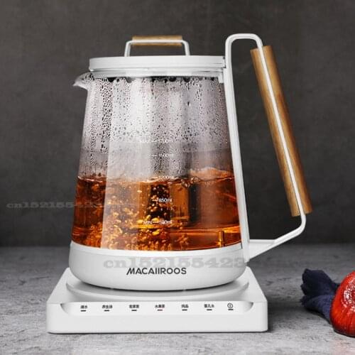 220V/900W Health Pot Wooden Handle Household Boiling Teapot 1.7L High Borosilicate Glass Multifunctional Electric Kettle