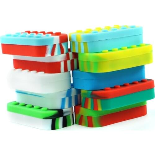 3pcs 34ml 6+1 cuboid shape silicone container box mixed color soft silicone container jar wax oil jar