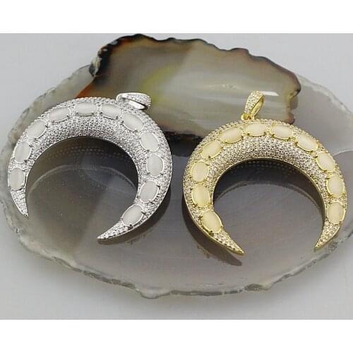 45mm 5pcs/lot Stylish and beautiful cz pendant, crescent shape charm jewelry, cz charm pendant,bracelet/necklace accessories