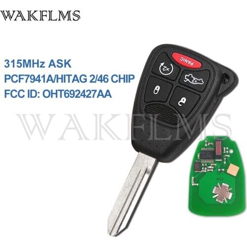 5 buttons remote car key 315Mhz for Chrysler/JEEP/DODG 300 200 Sedan Aspen Sebring with PCF7941A HITAG 2 46 chip OHT692427AA