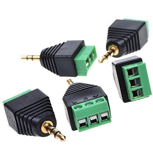 5pcs/lot 3.5mm (1/8inches) Stereo Audio Male to AV 3-Screw Terminal Female Connector