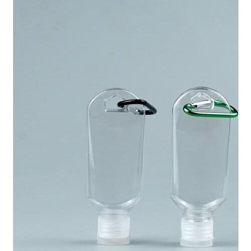 50Ml Transparent Keychain Empty Bottles Travel Plastic Key Ring Mini Bottle Portable Leakproof Containers Flip Cap