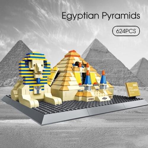 643pcs Worlds Famous Classic Architecture Egyptian Pyramid Sphinx Models Building Blocks Sets Brick Toys for Boys Childs Gift