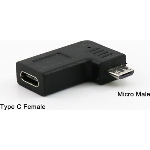 1pcs Micro USB Male Right Angle to Type C 3.1 Female Android Data Charging Adapter