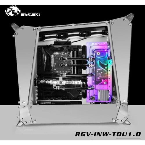 BYKSKI Acrylic Board Water Channel Solution use for IN WIN TOU1.0 Case for CPU and GPU Block / 3PIN RGB Light / Intead Reservoir