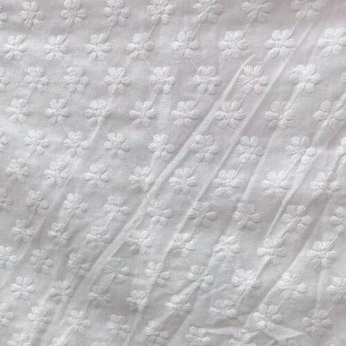 White Flower Embroidered Lace Cloth Womens Summer Cotton Cloth Hollow Lace Fabric