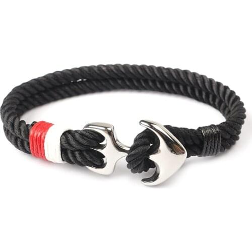 Bracelet Men Stainless Steel Anchor Bracelets Trendy Nautical Survival Nylon Rope Chain Armband Men Paracord Charm Bracelet