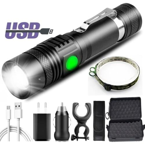 Waterproof Torch 18650 Battery Bicycle Lantern Bike Light 10W XP-L V6 XM-L2 U3 T6 USB Rechargeable Led Flashlight Aluminum Zoom