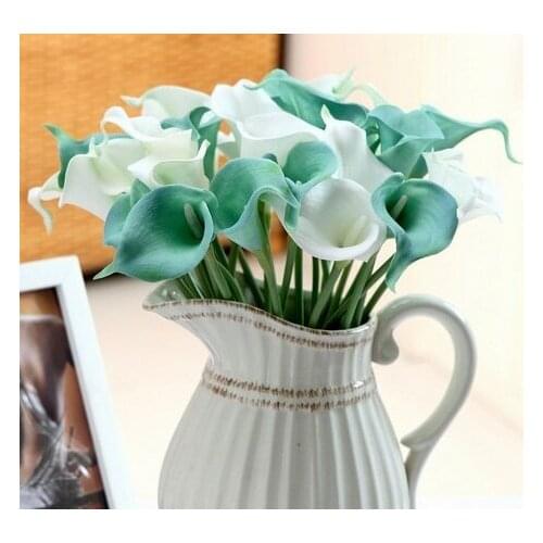 12pcs/lot PU Artificial FlowersReal Touch Mini Calla Lily Artificial Flowers For Home Decoration Wedding Bouquets (no Vase)