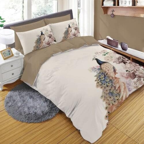 3D Duvet cover set bed linens euro Family size bedding sets Queen King Double on the bed For home and comfort Vintage peacock