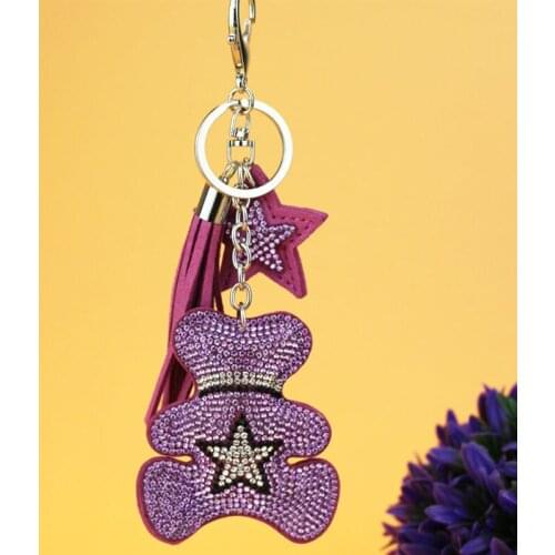 Korean Cashmere Creative Tassel Bear Hot Rhinestone Keychain ExplosiOn Models Bag Pendant Decorative Jewelry