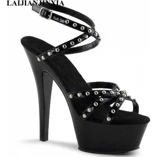 LAIJIANJINXIA New Sandals Designer Shoes Women Open Toe 15cm High Heel Custom Made Platform Ankle Strap Chaussures Femme Sandals