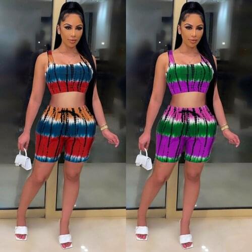 2021 summer womens positioning printed vest sports two-piece suit running suit fashion and leisure