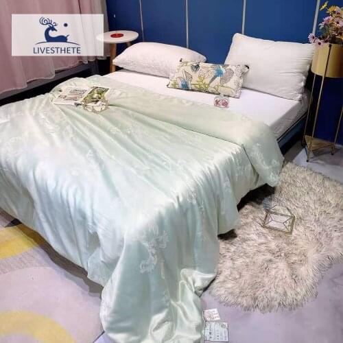Liv-Esthete Women Beauty 100% Silk Green Duvet Comforter Queen King Quilt Filling Nature Silk Healthy For Sleep Home Textile