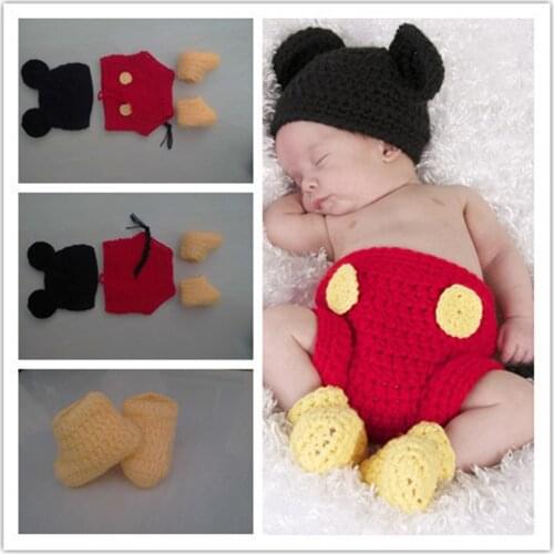 Handmade Newborn Cute Crochet Knit Costume Prop Outfits Baby Photo Photography Props Infant Cute Clothing Accessories 0-3M