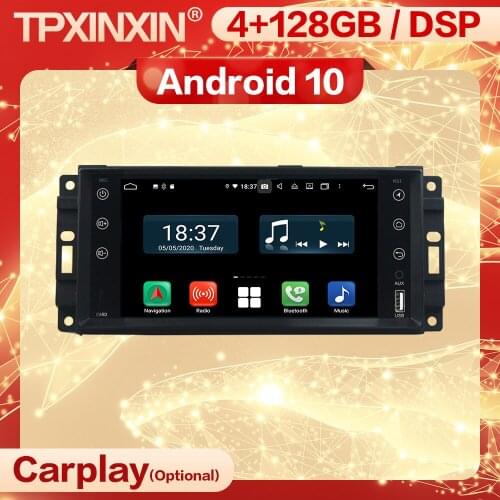 4+128G Carplay 2 Din Android 10 Multimedia Stereo Receiver For Jeep Compass Wrangler Full Touch GPS Radio Audio Player Head Unit