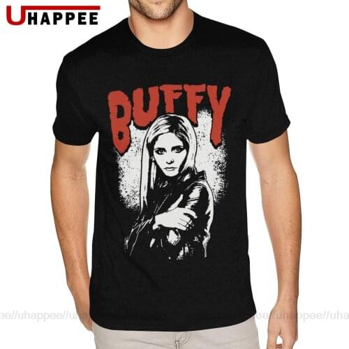 6XL TV Buffy The Vampire Slayer Shirts Mens Punk Rock Short Sleeves Round Neck Mens Water Printed Shirt Big Discount Top Apparel