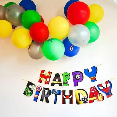 1PC Set Marvel Spiderman Super Hero Confetti Latex Balloons Boy Children Birthday Balloons Happy Birthday Banners Party Decor