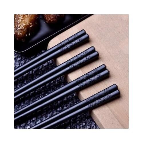 5 Pairs Chopsticks Set Reusable Dishwasher-Safe Chopsticks Textured Tip Alloy Chopstick for Home Restaurant Housewarming