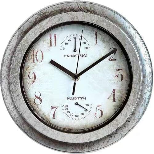 Wall Clock Vintage Hanging Clock Moistureproof Clock Quartz Clock Decoration Clock for Indoor Kitchen Bedroom Office