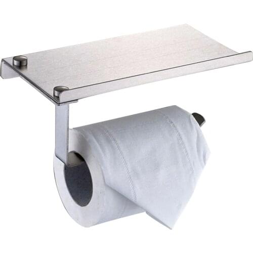 Stainless Steel Paper Phone Holder with Shelf Bathroom Towel Rack Hanger Tissue for Kitchen Accessories Products Home Storage