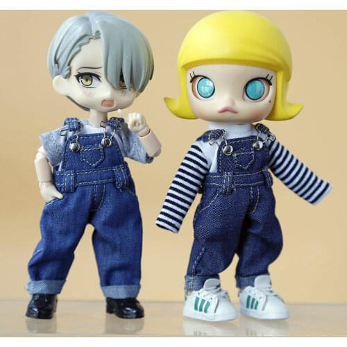 Ob11 doll clothes Molly baby clothes bjd pig knot piccodo element body GSC 1 / 12bjd doll clothes jeans bib pants trousers doll