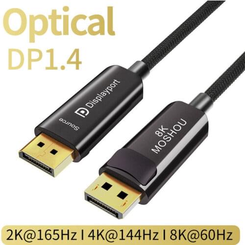 Moshou DP 1.4 Optical Fiber Cable Displayport 1.4 HDR 8K@60Hz 4K 144Hz 32.4Gbps Display port cable 1.4 DP cable 8M 10M 15M 20M