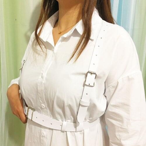 Usexy White Leather Harness Garter Belts Chest Straps Body Bondage Suspenders Women Punk Clothes Goth Accessories Gifts портупея