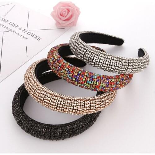 Baroque Handmade Diamond Hair Bands Lady Luxury Shiny Padded Headband Rhinestone Headband Fashion Hair Accessories For Women