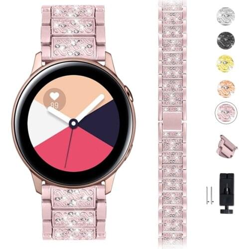 Diamond Watch Band for Samsung Galaxy Watch 3 41mm Strap for Huawei Watch GT 2 Pro Bracelet Metal Stainless Steel Watchbands