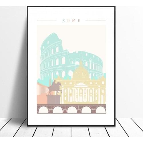 Rome Skyline Canvas Print Wall Art Poster Picture Modern Minimalist Bedroom Living Room Decoration No Frame