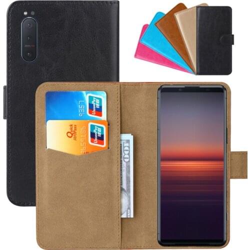 Luxury Wallet Case For Sony Xperia 5 II PU Leather Retro Flip Cover Magnetic Fashion Cases Strap