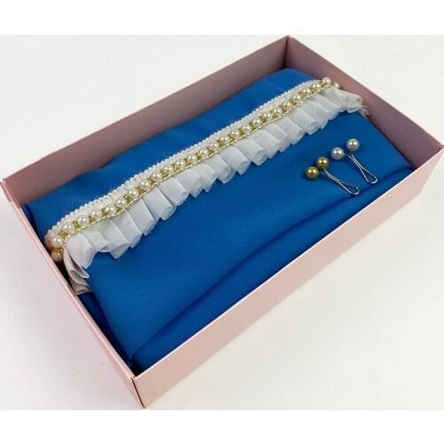 New Fashion Hijab Heavy Chiffon With Stitch Pleated Pearl Scarf Women Solid Color Muslim Shawls Hijabs Headband Foulard Femme