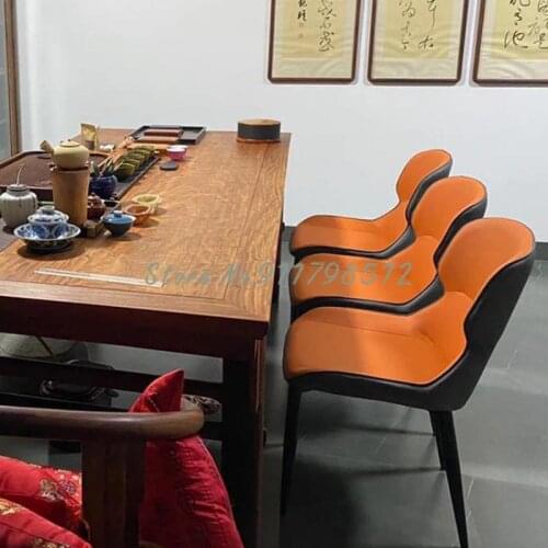 Nordic dining table chair leather simple home desk stool backrest makeup chair modern hotel restaurant light luxury dining chair