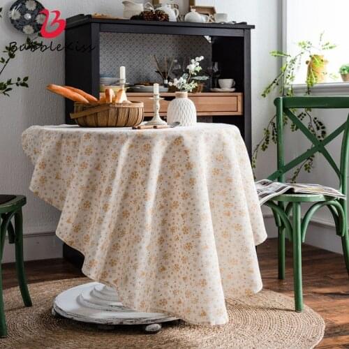 Bubble Kiss Nordic White Bronzing Printing Tablecloth Cotton Linen Material Christmas Day Anti-fouling Soft Round Table Cloth
