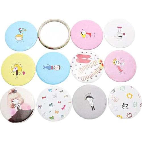 TY321 X7JA 1Pc Cute Cartoon Mini Portable Circular Hand Mirror Pocket Portable Makeup Tool