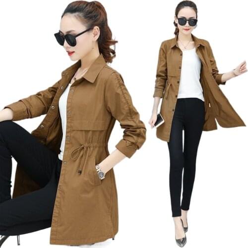 Spring and autumn jacket womens mid-length 2021 new womens Korean style popular windbreaker Slim all-match top trend