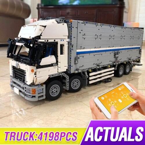 Mould King High-Tech Electric RC Car The Wing Body Container Truck Building Blocks Bricks Compatible MOC 1389 Toys for Boys
