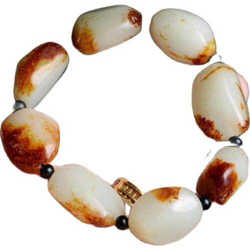 Xinjiang Hetian Jade Genuine Leather Bracelet Natural Jade Seed Bracelet