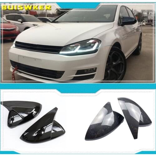 Black Horn Shape Side Wing Mirror Cover for VW Golf 7 MK7 7.5 GTD R GTI GTE VII Cap E-golf Sportsvan 2013 2018 2019 2020 replace
